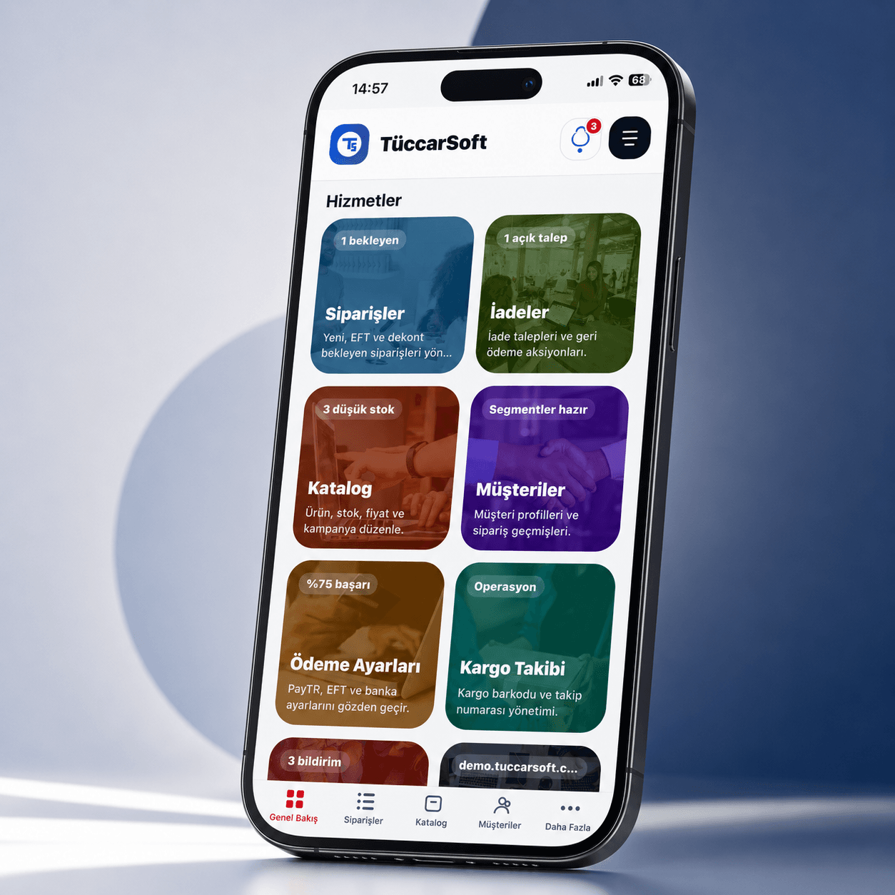 TüccarSoft e-ticaret ve operasyon paneli önizlemesi
